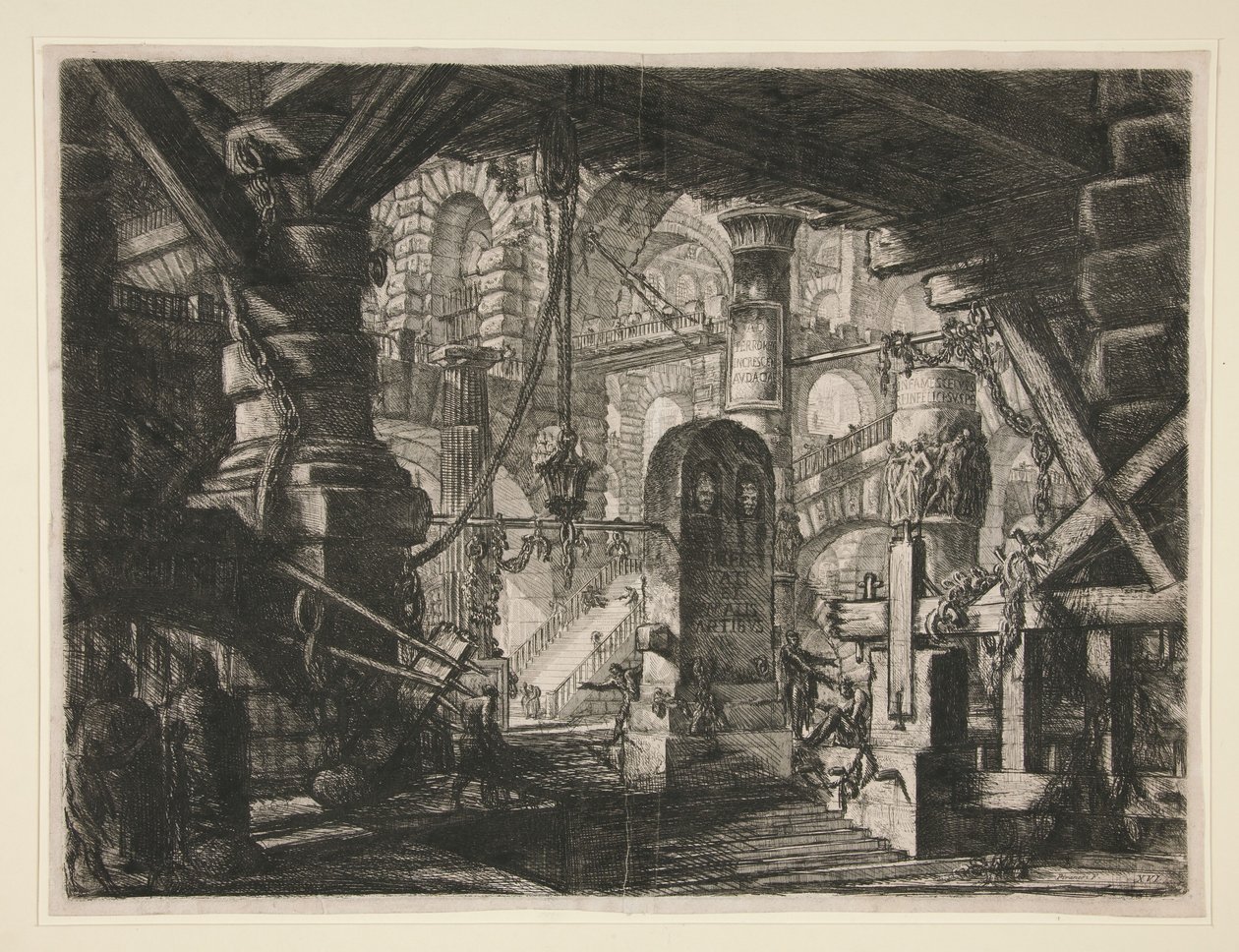Carceri, XVI: Broen med kæder af Giovanni Battista Piranesi