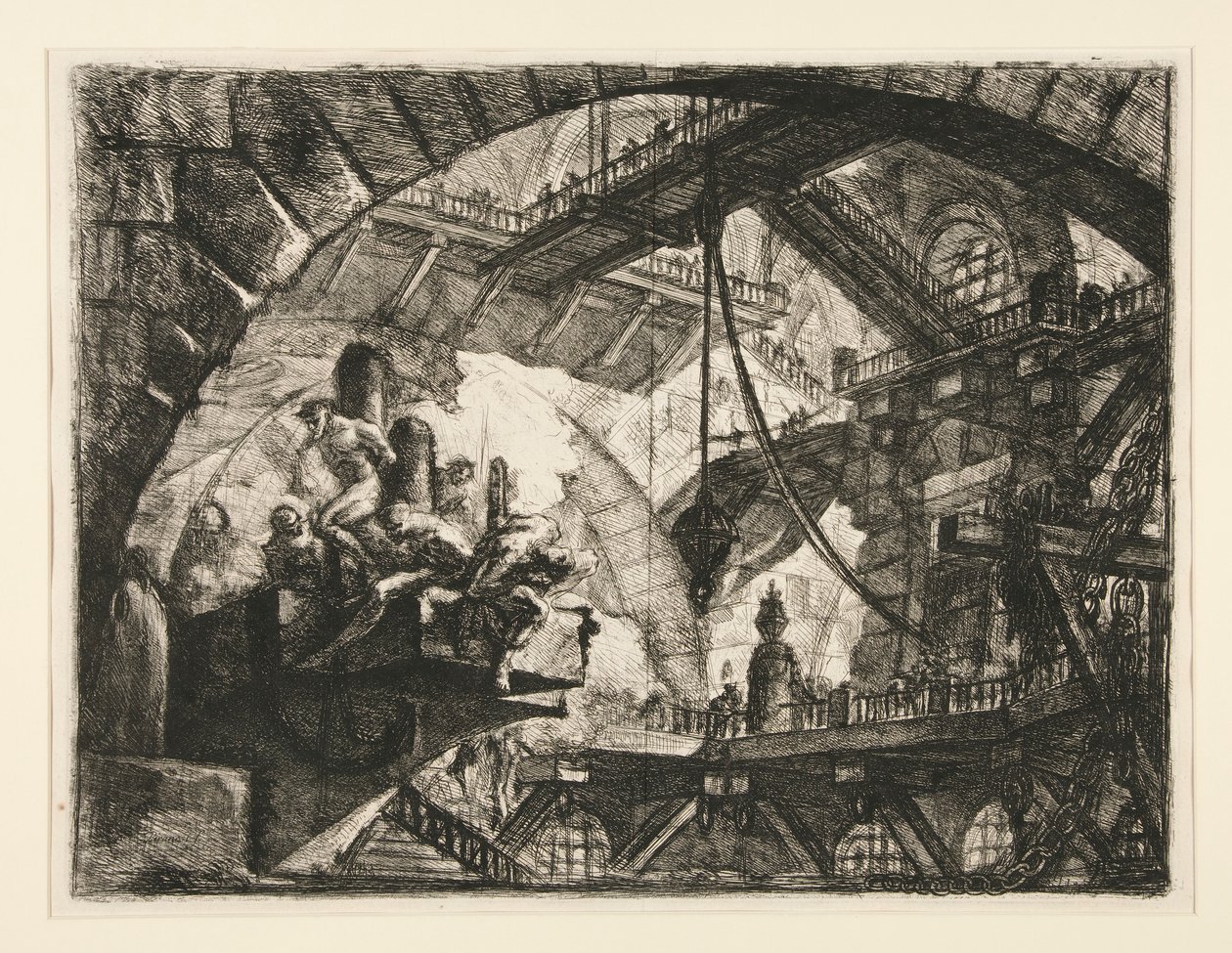 Carceri, X: Fanger på en projekterende platform af Giovanni Battista Piranesi