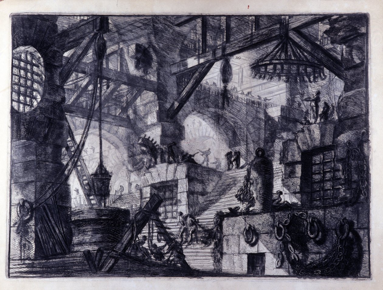 "Opfindelsens fængsler" "Indre syn på et imaginært fængsel. Tegning af Giovanni Piranesi (kendt som Piranese) (1720-1778). af Giovanni Battista Piranesi