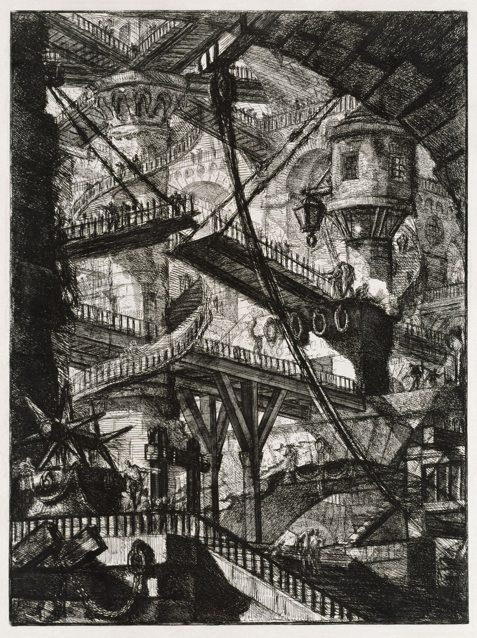 Fantastiske fængsler: trapper og vindebro af Giovanni Battista Piranesi