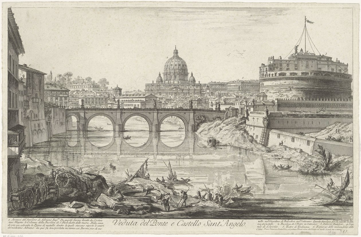 Engelenbrug en Engelenburcht te Rom Udsigt over Ponte og Castello Sant