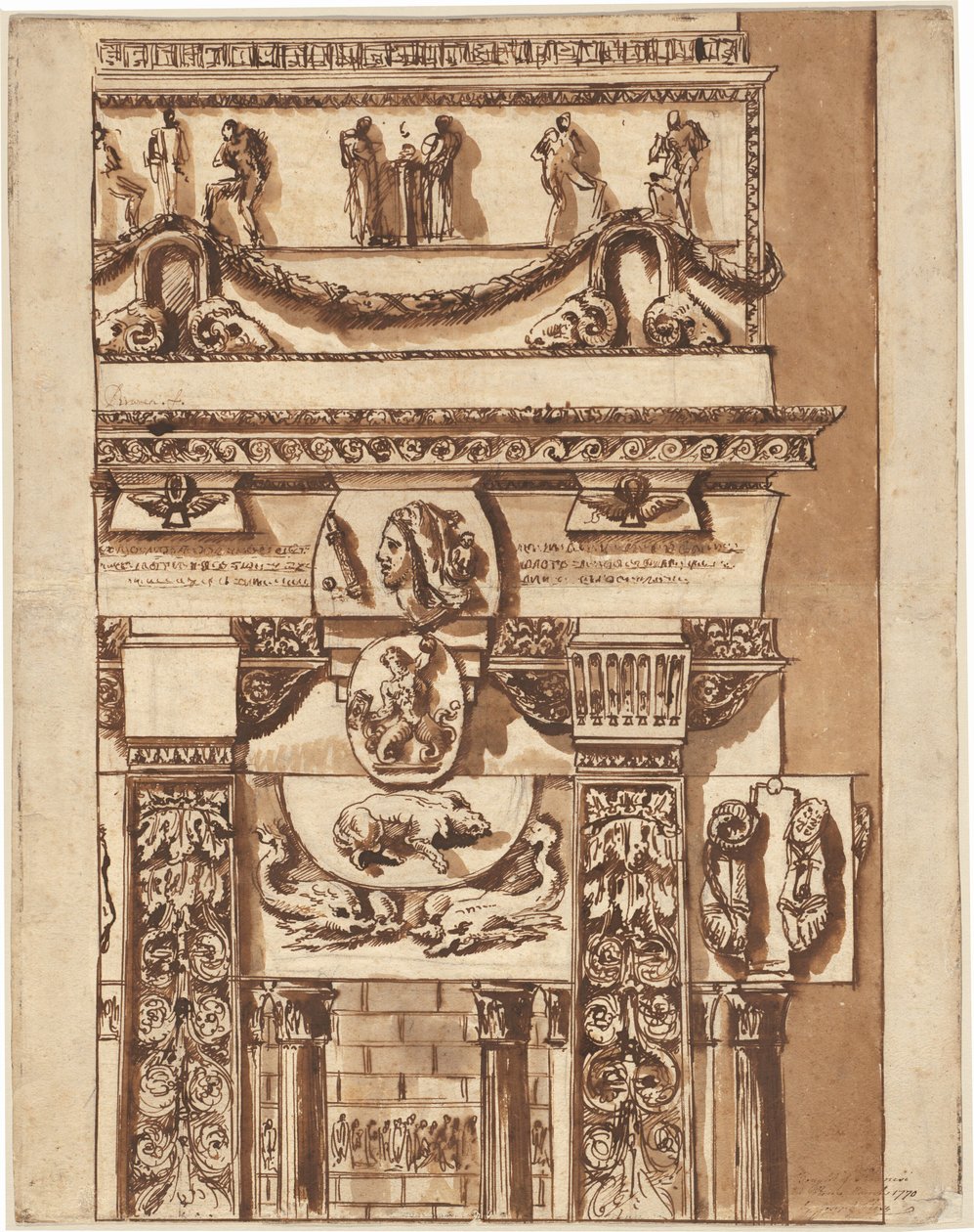 Fantasy om en facade med bizarre ornamenter af Giovanni-Battista Piranesi