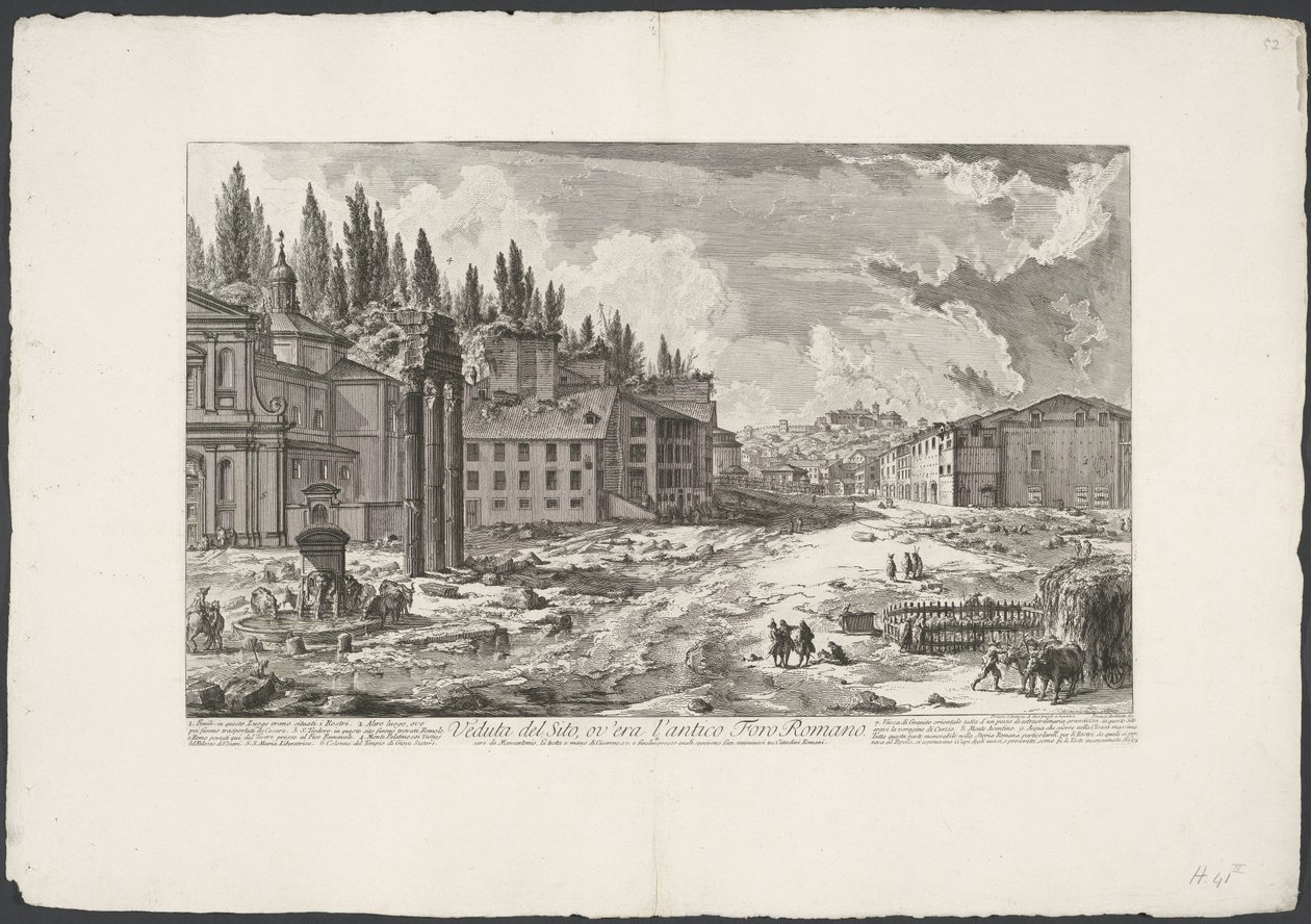 Forum Romanum met de Tempel van Jupiter Stator te Rom Udsigt over stedet, hvor det gamle Forum Romanum var (titel på objekt) Gezichten op Rom (serietitel) Udsigt over Rom designet og indgraveret af Giambattista Piranesi-arkitekten Ve (nez) iano (serietitel af Giovanni Battista Piranesi