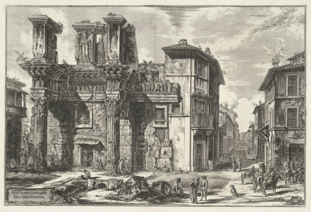 Forum van Nerva te Rom Udsigt over resterne af Forum of Nerva (titel på objekt) Gezichten op Rom (serietitel) Udsigt over Rom designet og indgraveret af Giambattista Piranesi-arkitekten Ve (nez) iano (serietitel) af Giovanni Battista Piranesi
