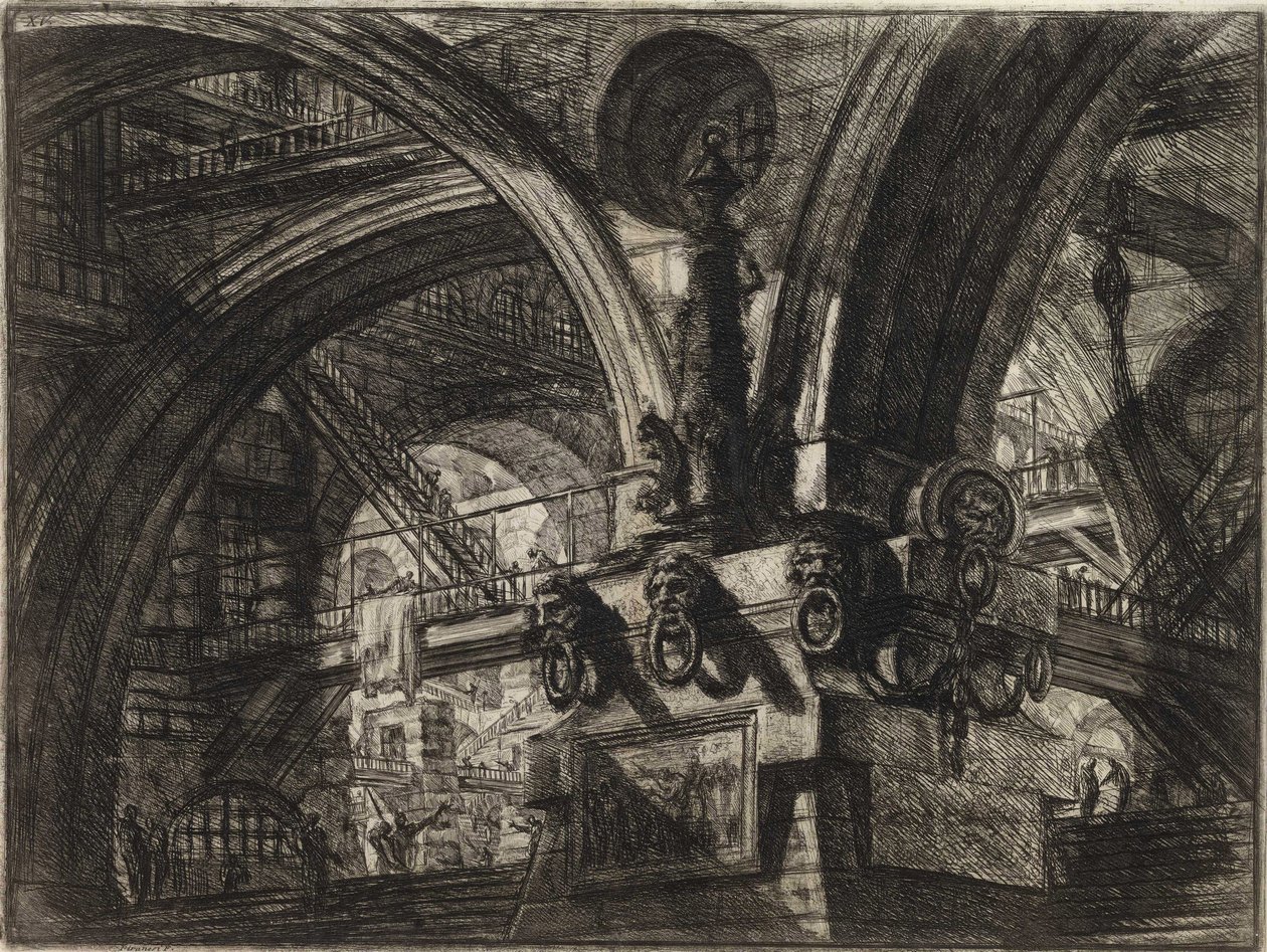 Fra serien The Imaginary Prisons (The Prisons of Invention) af Piranesi, Giovanni Battista (1720-1778). Kobberstik, ca 1761, privat samling af Giovanni Battista Piranesi