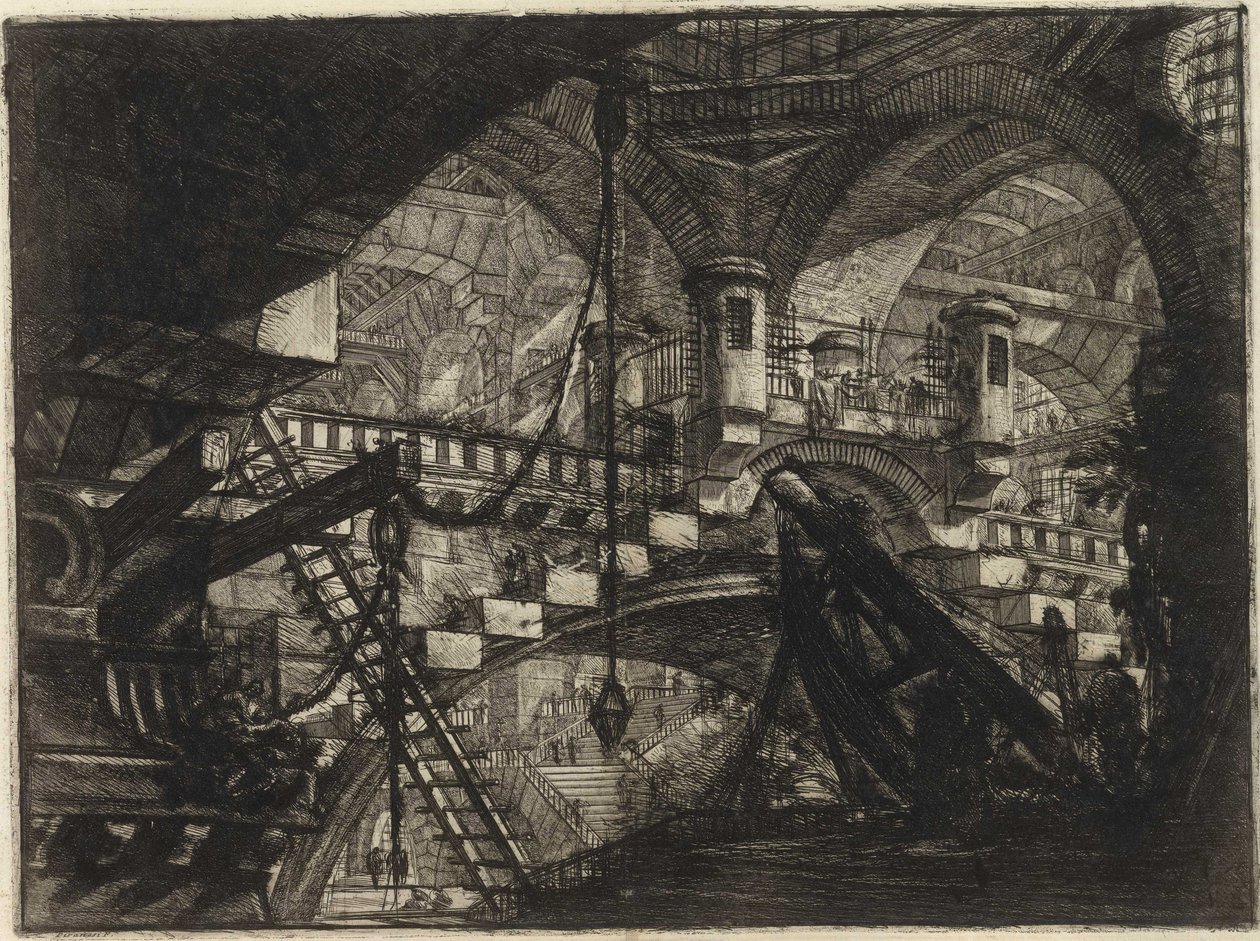 Fra serien The Imaginary Prisons (The Prisons of Invention) af Piranesi, Giovanni Battista (1720-1778). Kobberstik, ca 1761, privat samling af Giovanni Battista Piranesi