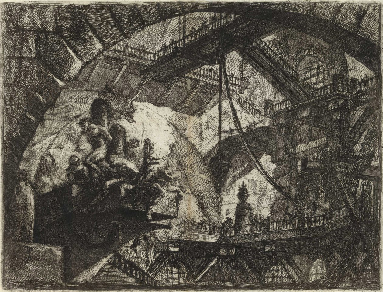 Fra serien The Imaginary Prisons (The Prisons of Invention) af Piranesi, Giovanni Battista (1720-1778). Kobberstik, ca 1761, privat samling af Giovanni Battista Piranesi