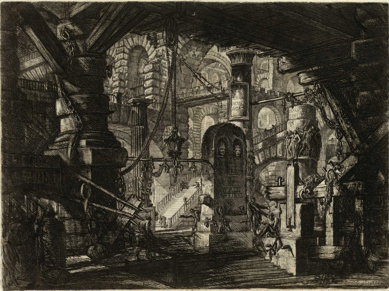 Fra serien The Imaginary Prisons (The Prisons of Invention) af Piranesi, Giovanni Battista (1720-1778). Kobberstik, ca 1761, privat samling af Giovanni Battista Piranesi
