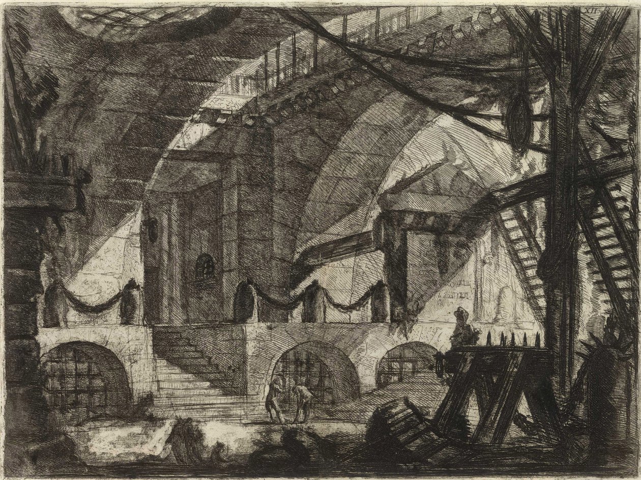 Fra serien The Imaginary Prisons (The Prisons of Invention) af Piranesi, Giovanni Battista (1720-1778). Kobberstik, ca 1761, privat samling af Giovanni Battista Piranesi