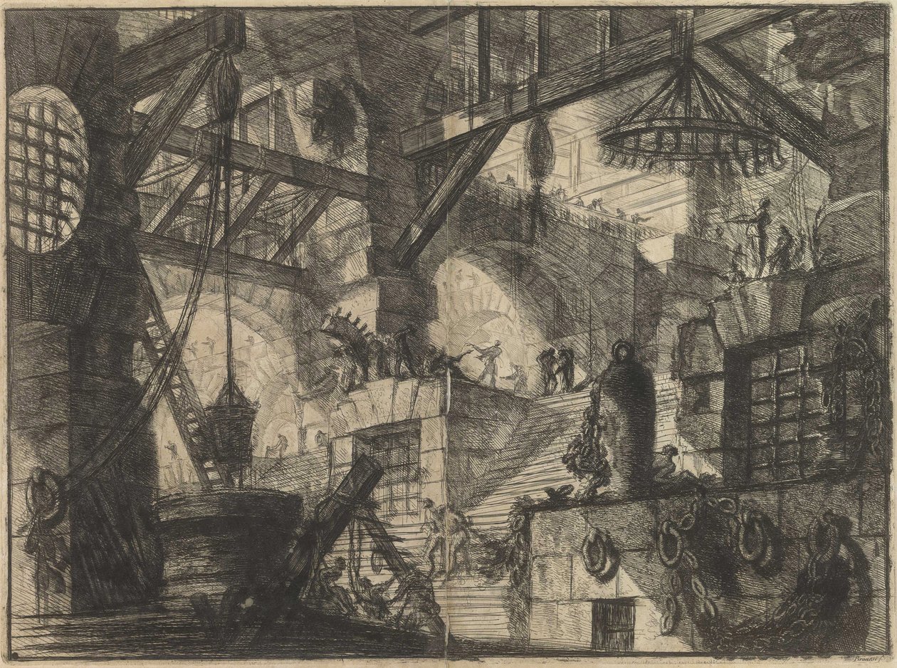Fra serien The Imaginary Prisons (The Prisons of Invention) af Piranesi, Giovanni Battista (1720-1778). Kobberstik, ca 1761, privat samling af Giovanni Battista Piranesi