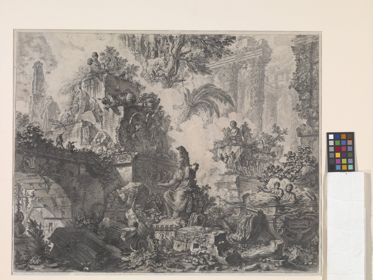 Frontispice med statue af Minerva (ætsning) af Giovanni Battista Piranesi