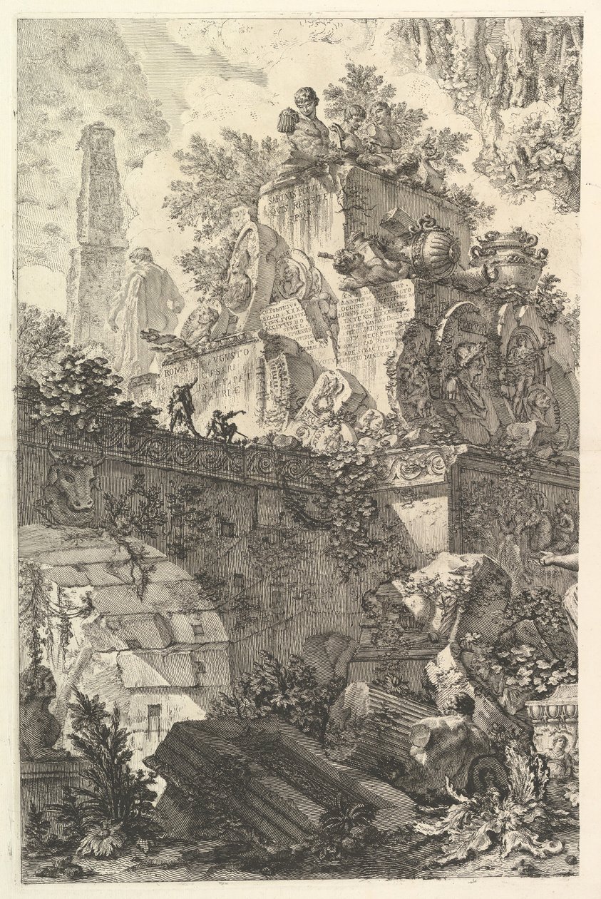 Frontispice, med Statue af Minerva, ca. 1748. af Giovanni Battista Piranesi