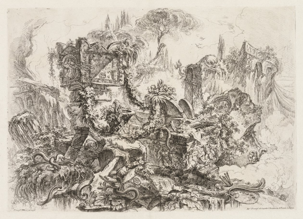 Groteschi: Ruiner med slanger, ca. 1745-50. af Giovanni Battista Piranesi