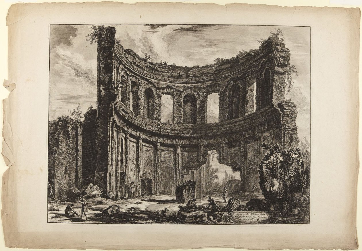 Hadrians Villa. Rester af det mindre palads, tidligere kaldet Apollontemplet (fra serien Vedute di Roma, 1768) af Giovanni Battista Piranesi