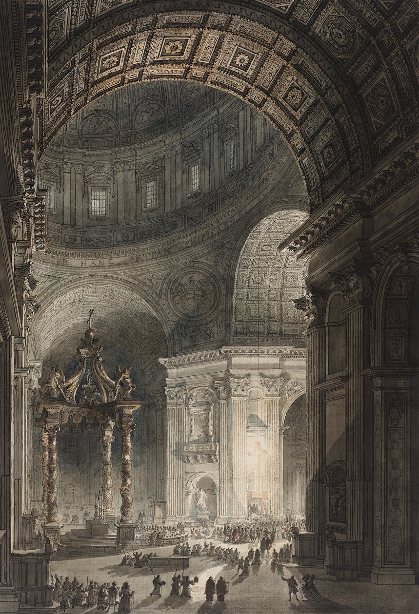Belysning af korset i St. Peters langfredag 1787 (wc og radering) af Giovanni Battista Piranesi