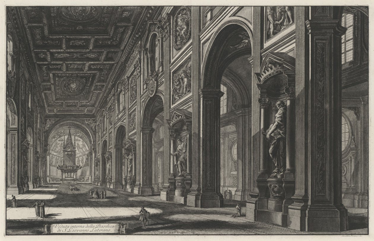 Indvendig udsigt over basilikaen San Giovanni in Laterano (fra: Vedute di Roma) af Giovanni Battista Piranesi