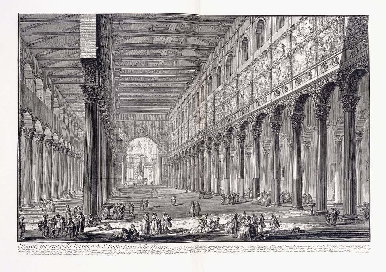 Interiør af St. Pauls basilika uden for murene af Giovanni Battista Piranesi