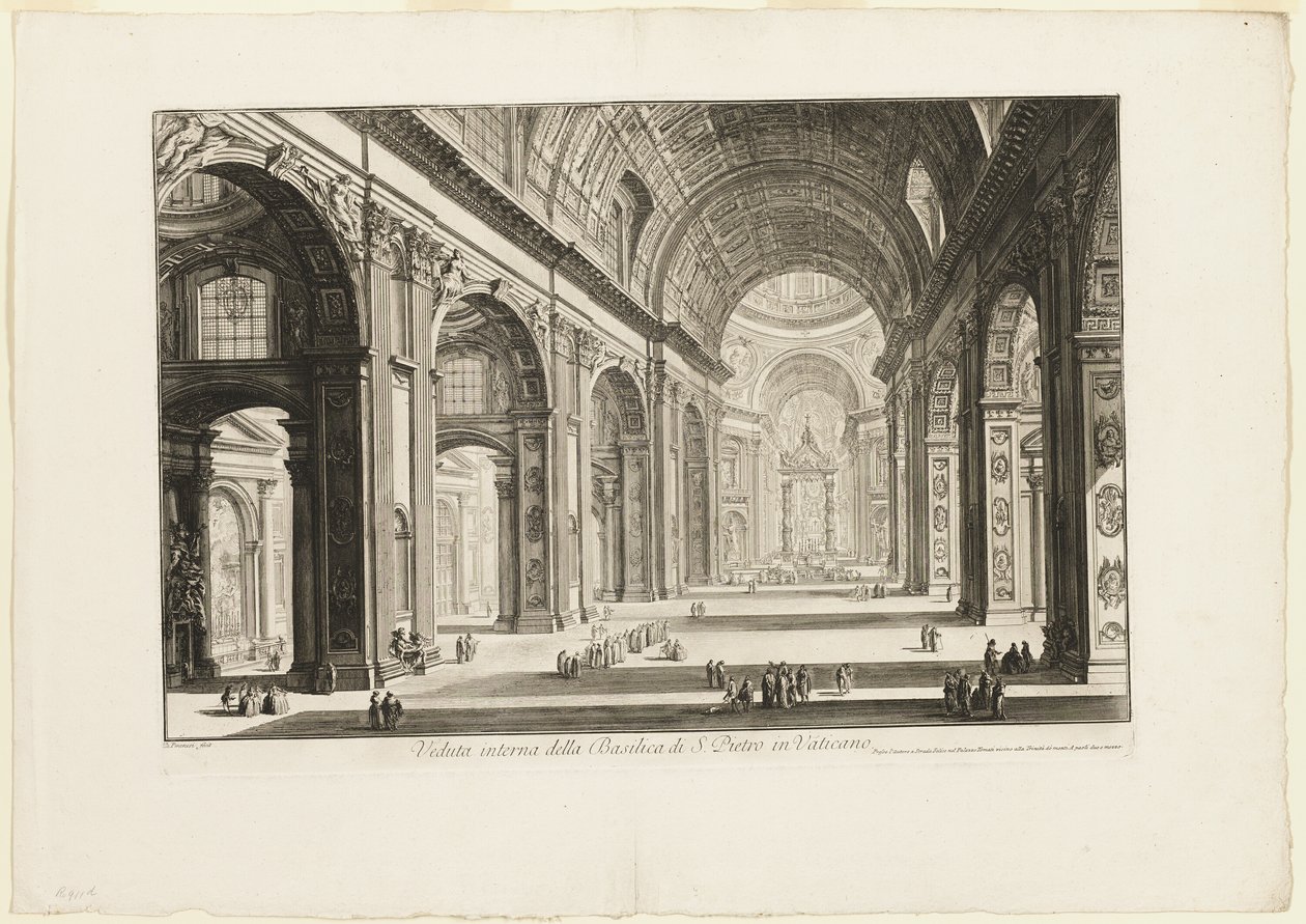 Interiørbillede af Peterskirken i Vatikanet, fra Views of Rome af Giovanni Battista Piranesi