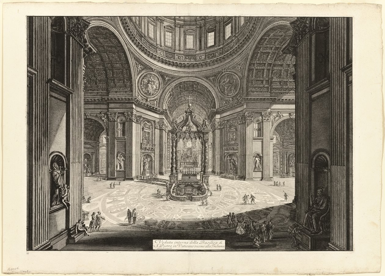 Interiørbillede af Peterskirken i Vatikanet, nær tribunen, fra Views of Rome af Giovanni Battista Piranesi
