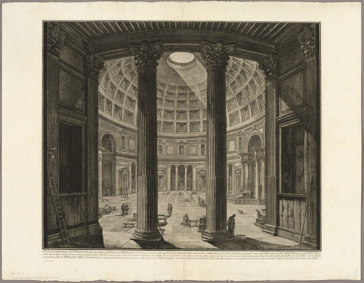 Indvendig udsigt over Pantheon, fra Udsigt over Rom af Giovanni Battista Piranesi