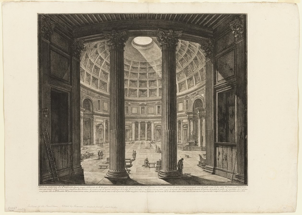 Indvendig udsigt over Pantheon, fra Udsigt over Rom af Giovanni Battista Piranesi