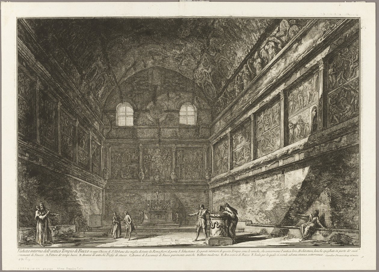 Indvendig udsigt af det gamle Bacchus-tempel, nu kirken S. Urbano, to miles fra Rom, fra Udsigt over Rom af Giovanni Battista Piranesi