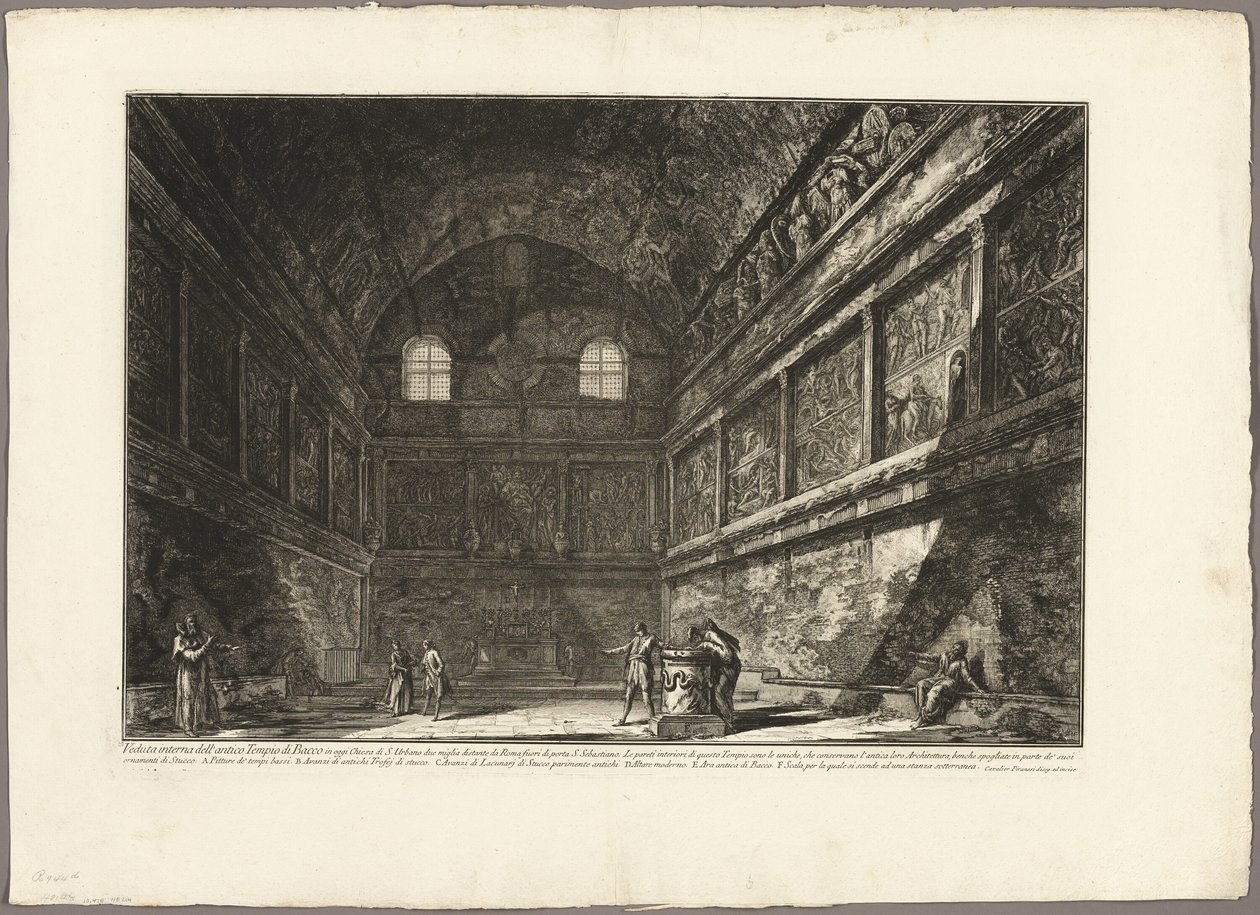 Indvendigt billede af det gamle Bacchus-tempel, nu kirken S. Urbano, to miles fra Rom, fra Udsigt over Rom af Giovanni Battista Piranesi