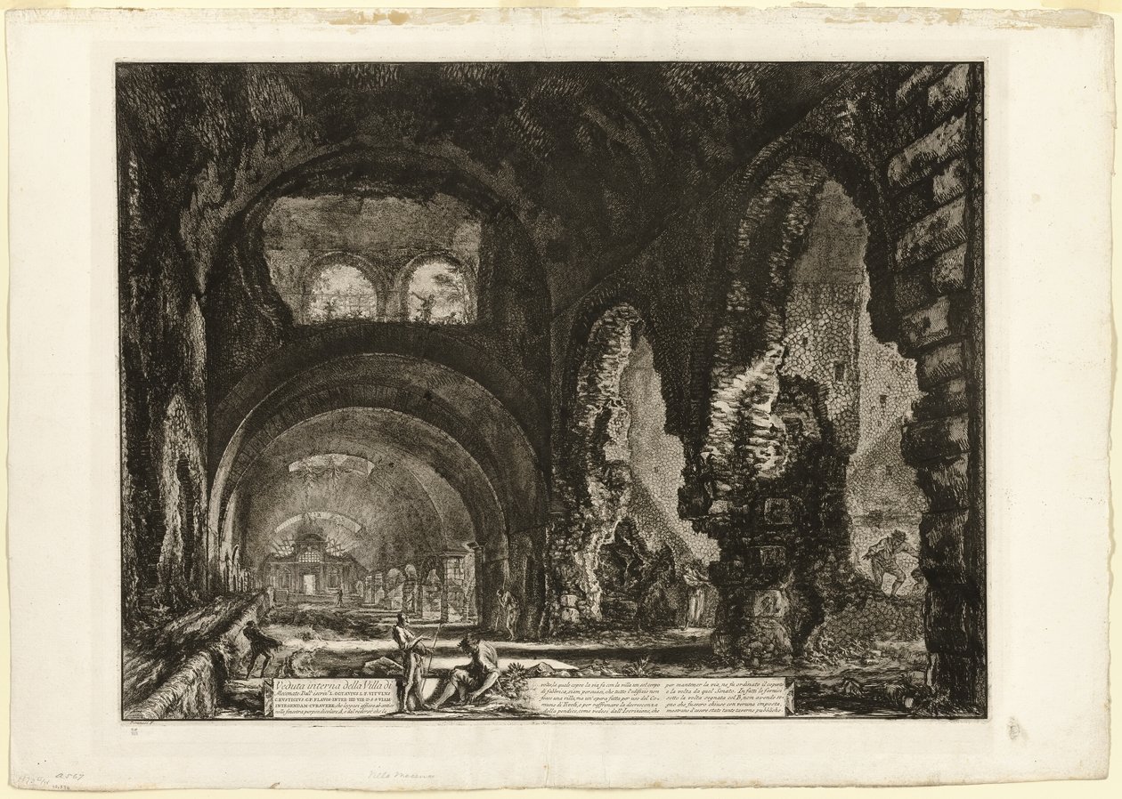Indvendig udsigt af villaen i Maecenas, fra udsigt over Rom af Giovanni Battista Piranesi