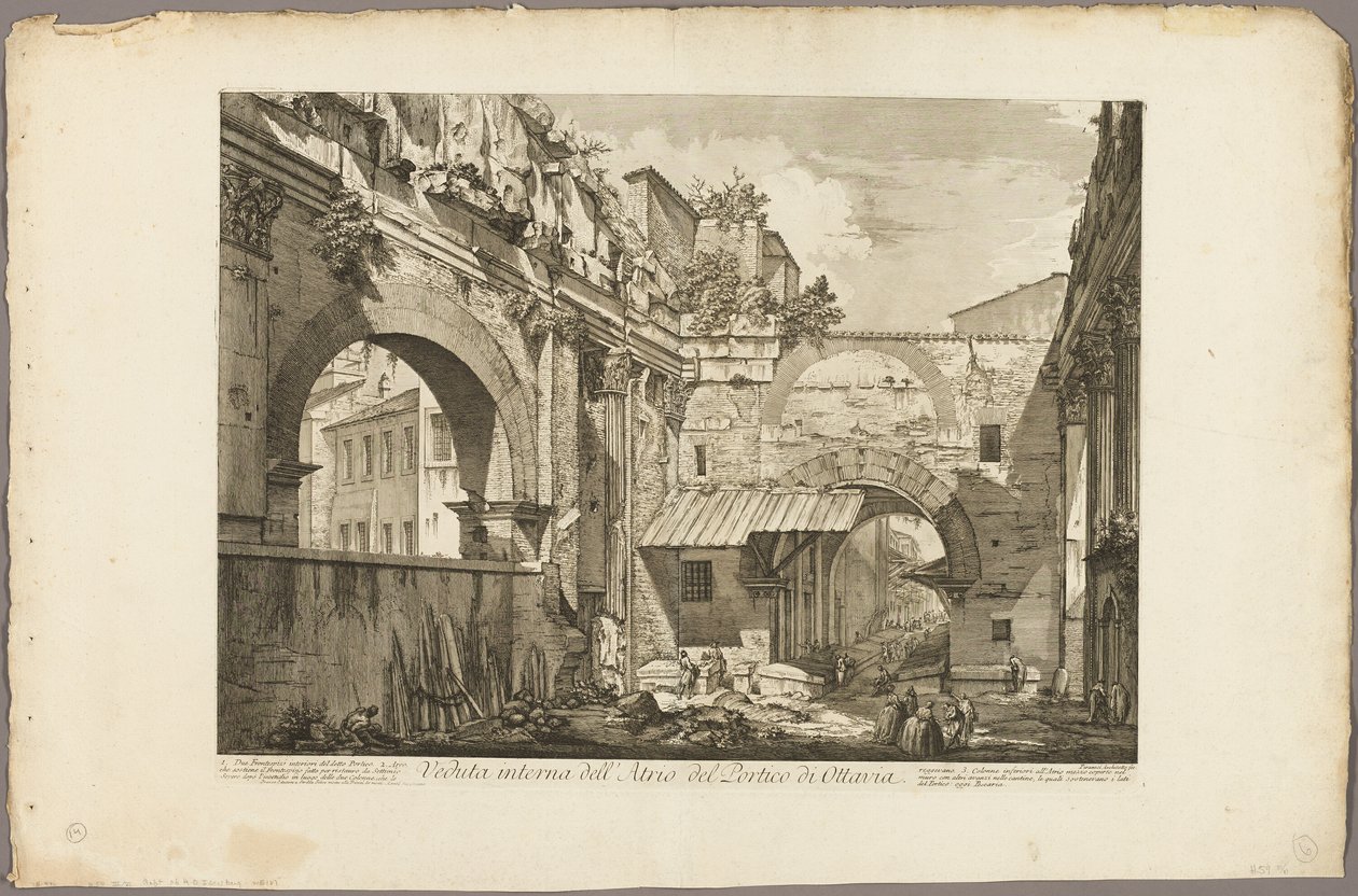 Indvendigt billede af Atrium af Portico of Octavia, fra Udsigt over Rom af Giovanni Battista Piranesi
