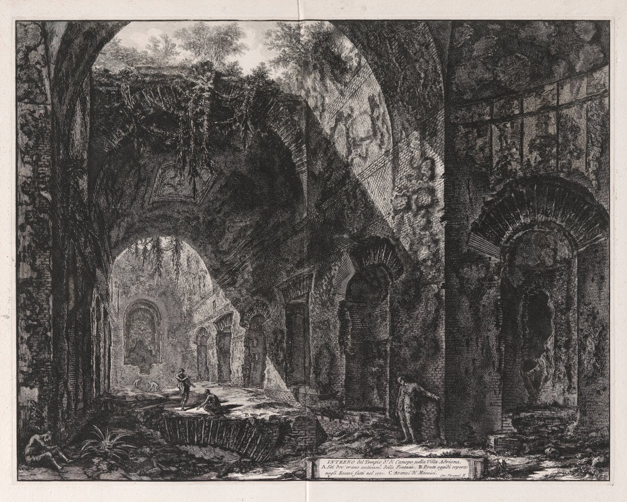 Det indre af templet, der siges at være af Canopus ved Hadrian af Giovanni Battista Piranesi