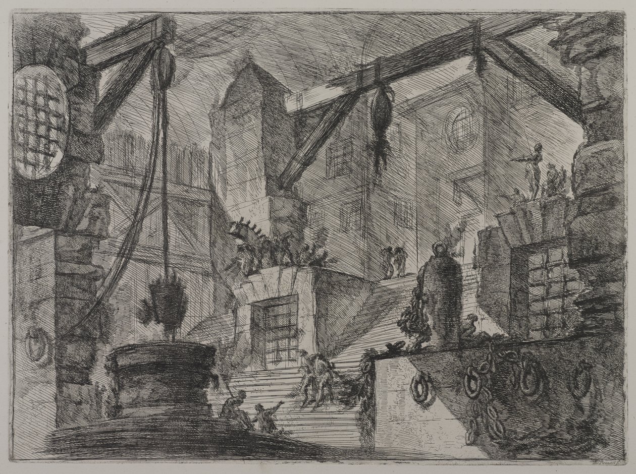 Invenzioni Capric di Carceri; Hind 13, First State of Three, ca. 1749 (radering på lagt papir) af Giovanni Battista Piranesi