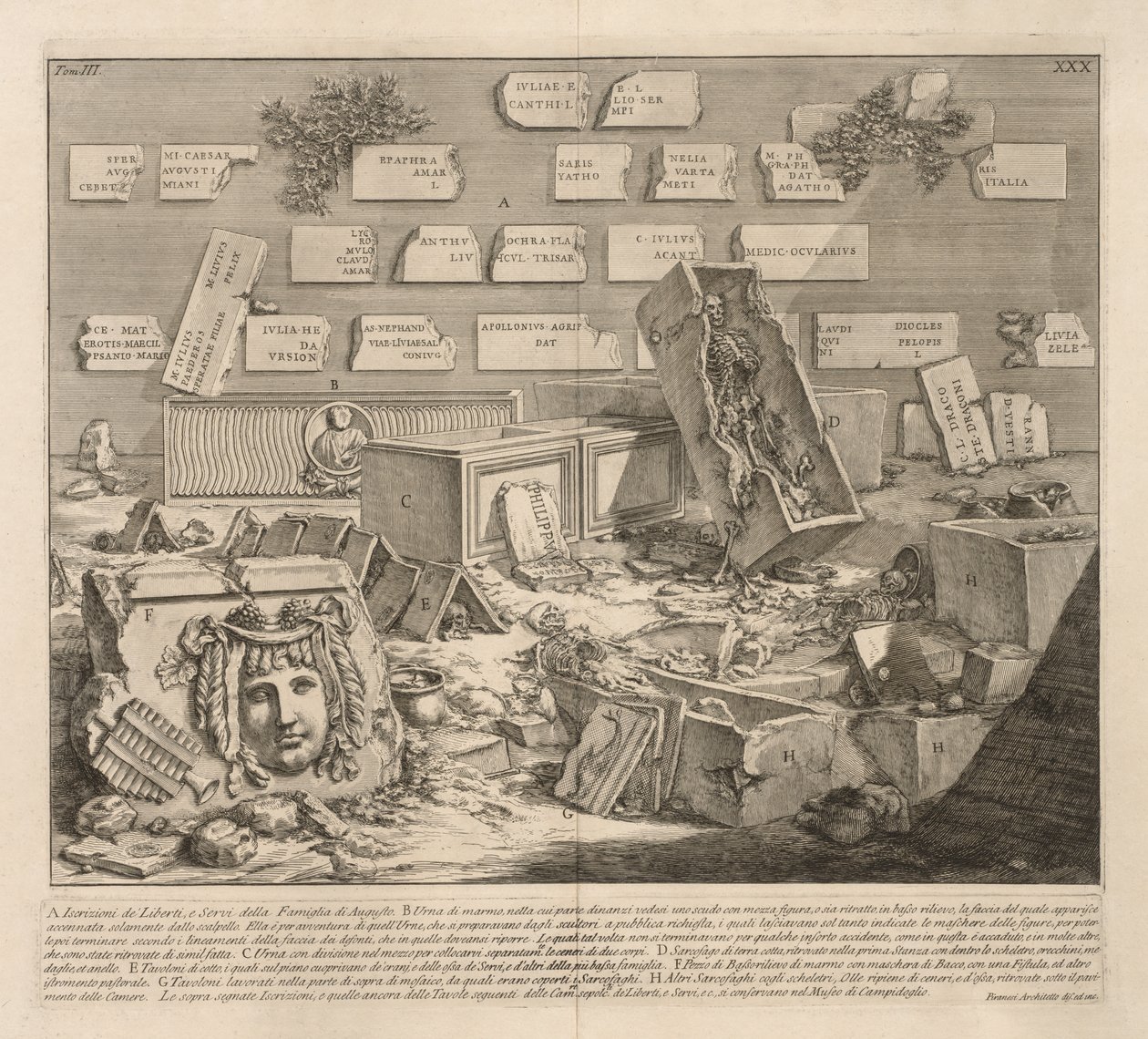 Inskriptioner af Liberti og Servi af Giovanni Battista Piranesi