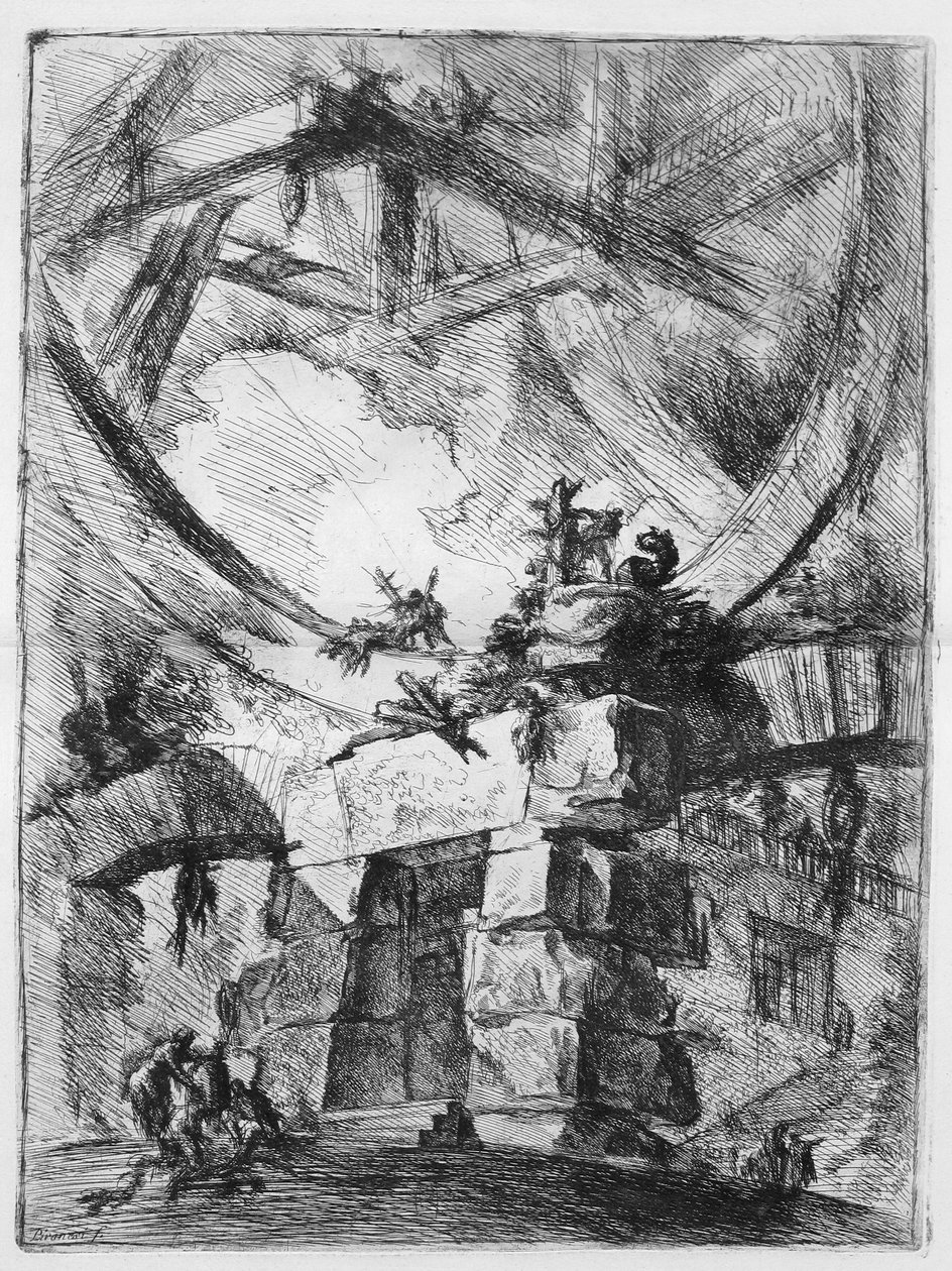 Opfindelsens fængsler, planche IX: Det gigantiske hjul af Giovanni Battista Piranesi