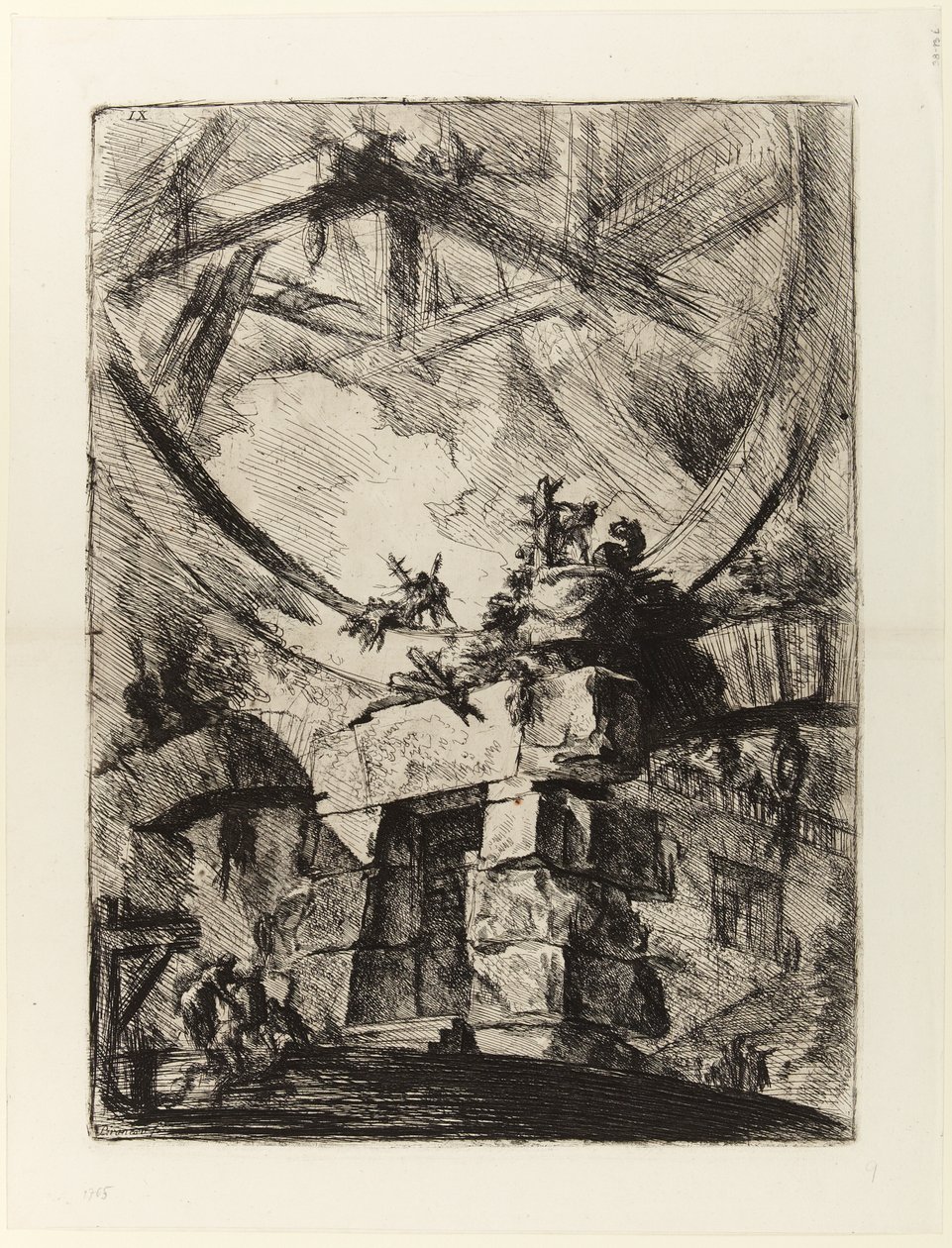 Opfindelsens fængsler, planche IX: Det gigantiske hjul af Giovanni Battista Piranesi