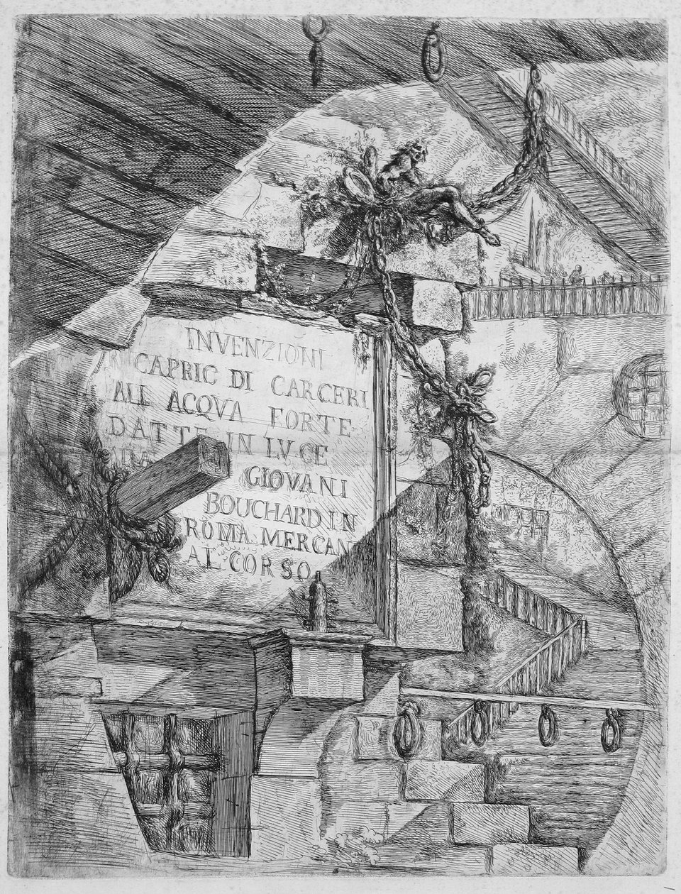 Opfindelsens fængsler, plade I: Titelplade af Giovanni Battista Piranesi