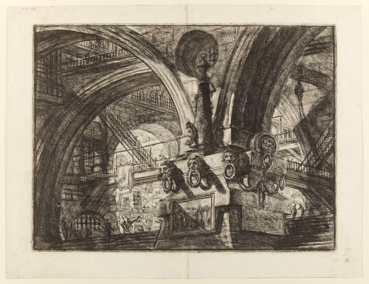 The Prisons of Invention, planche XV: Molen med en lampe af Giovanni Battista Piranesi