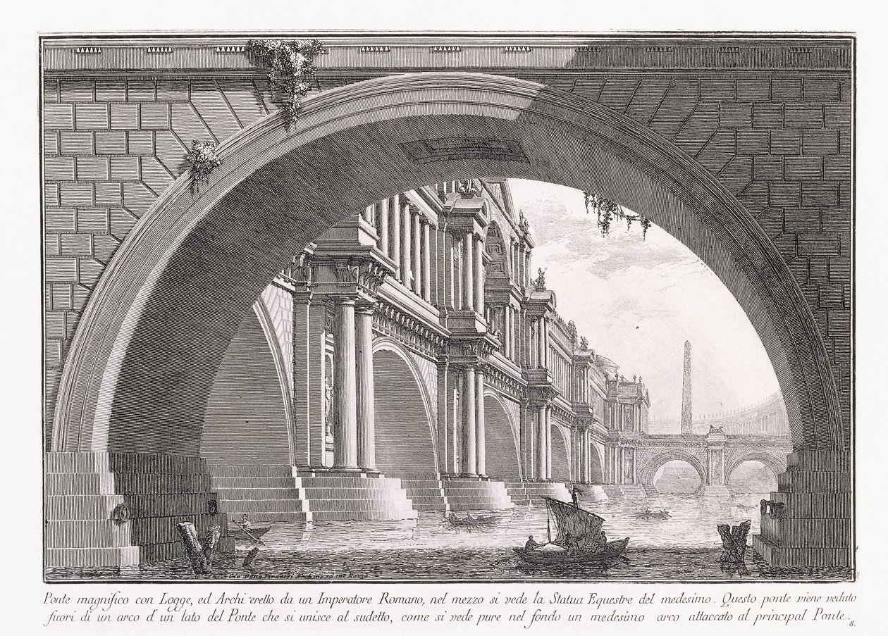 Magnificent Bridge with Loggia dani af Giovanni Battista Piranesi