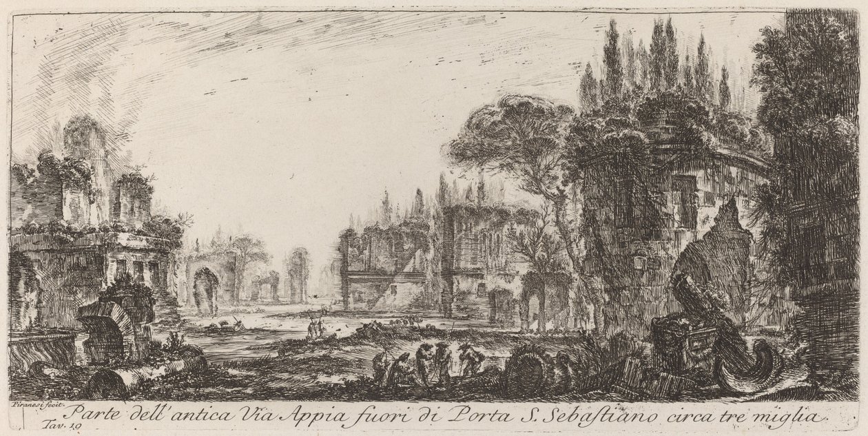 En del af den gamle Via Appia uden for Porta S. Sebastiano af Giovanni Battista Piranesi