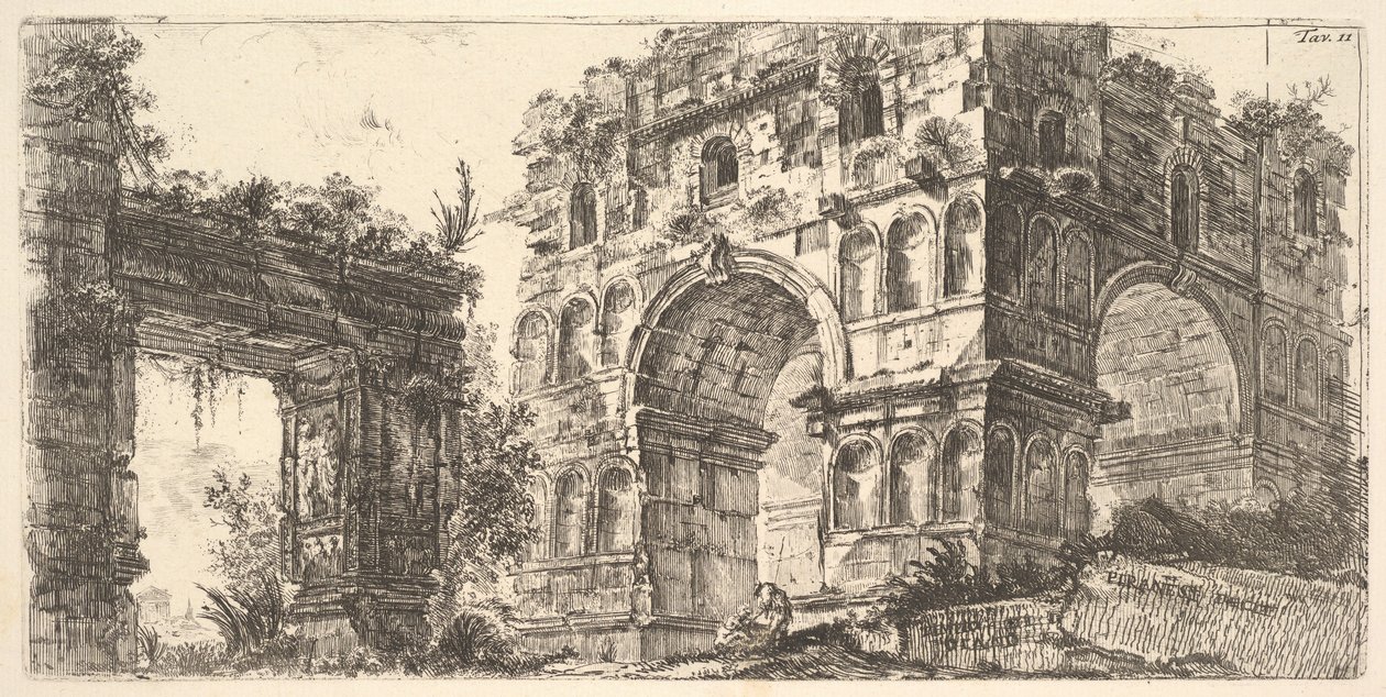 Tavle 11: Janus tempel Tempio di Janus fra serien Antichita Romana, ca. 1748. af Giovanni Battista Piranesi