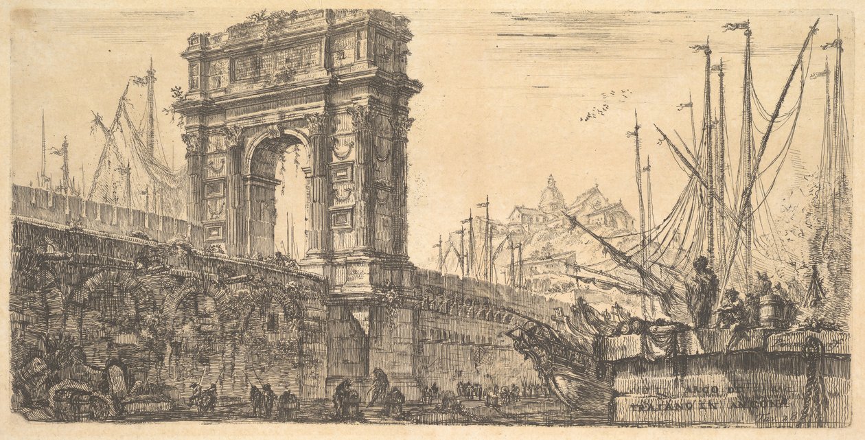 Plade 28: Trajans bue i Ancona Arco di Trajano i Ancona, ca. 1748. af Giovanni Battista Piranesi