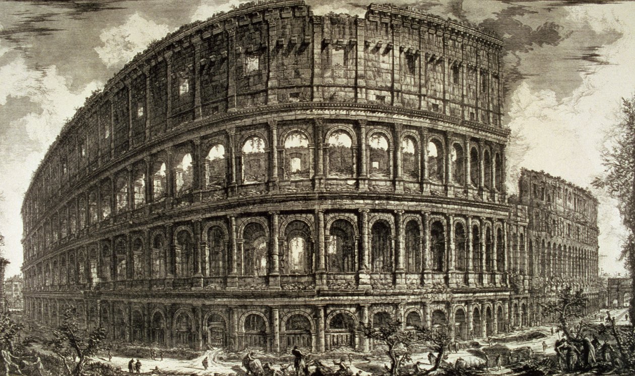Tavle XCVII-VIII Udsigt over det flaviske amfiteater, kendt som Colosseum fra 