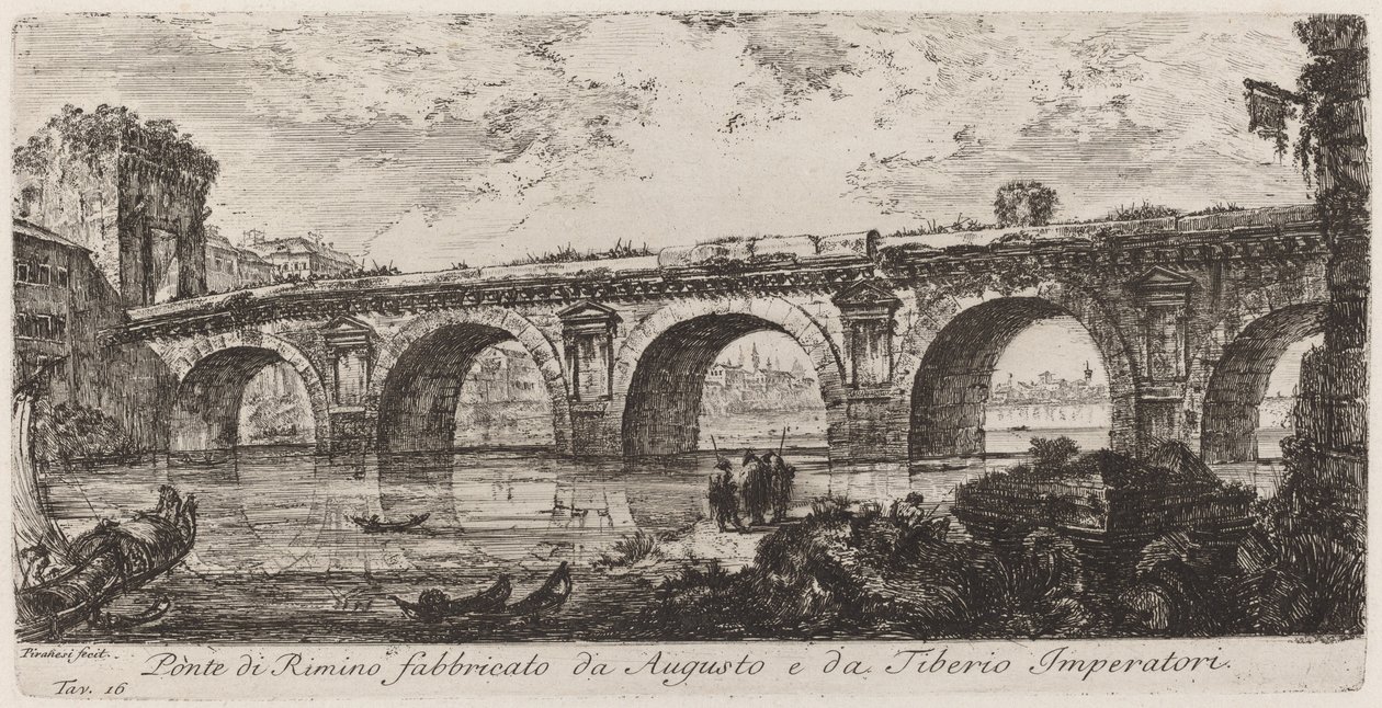 Rimino bro bygget af Augustus og kejser Tiberius af Giovanni Battista Piranesi