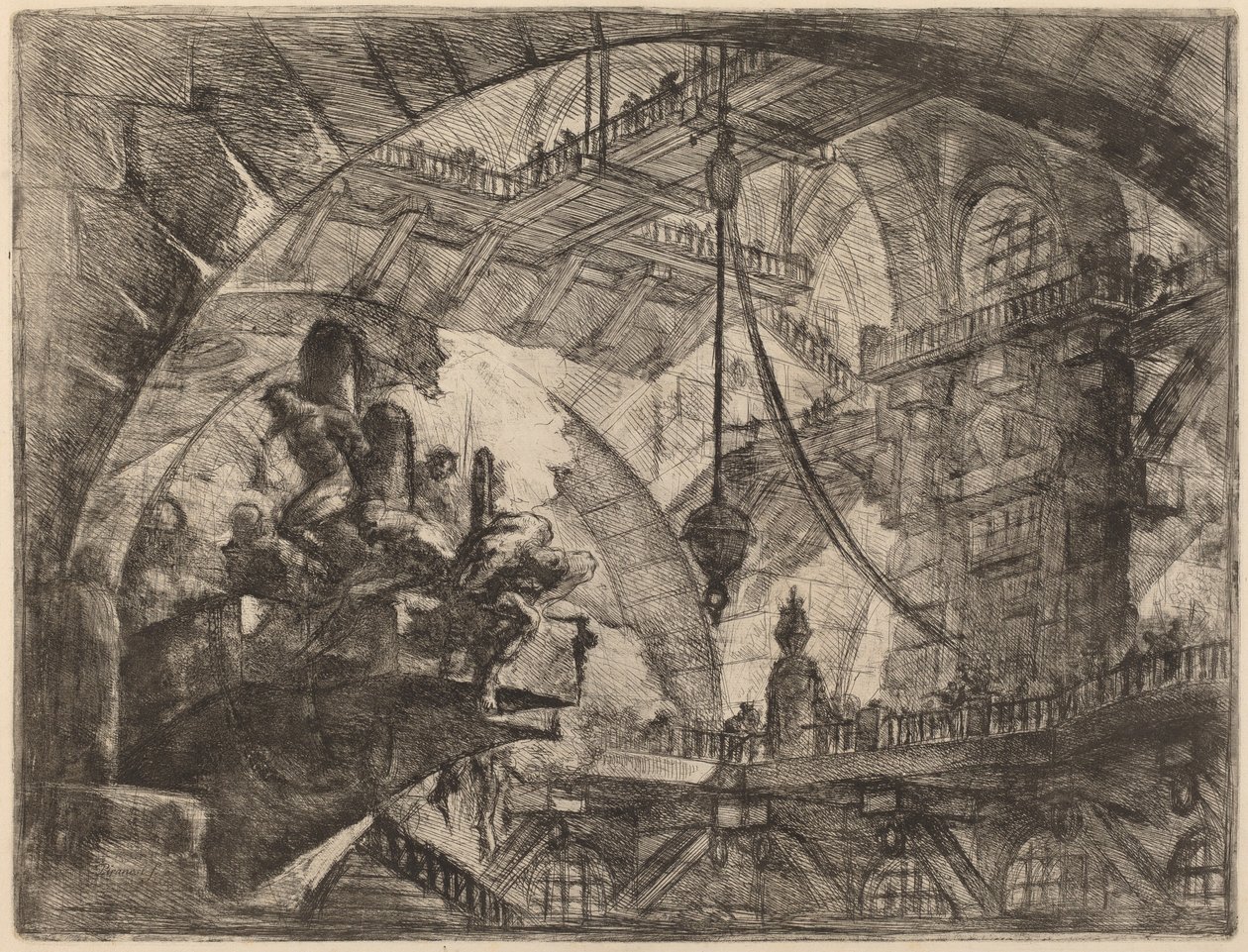Fanger på en projekterende platform af Giovanni Battista Piranesi