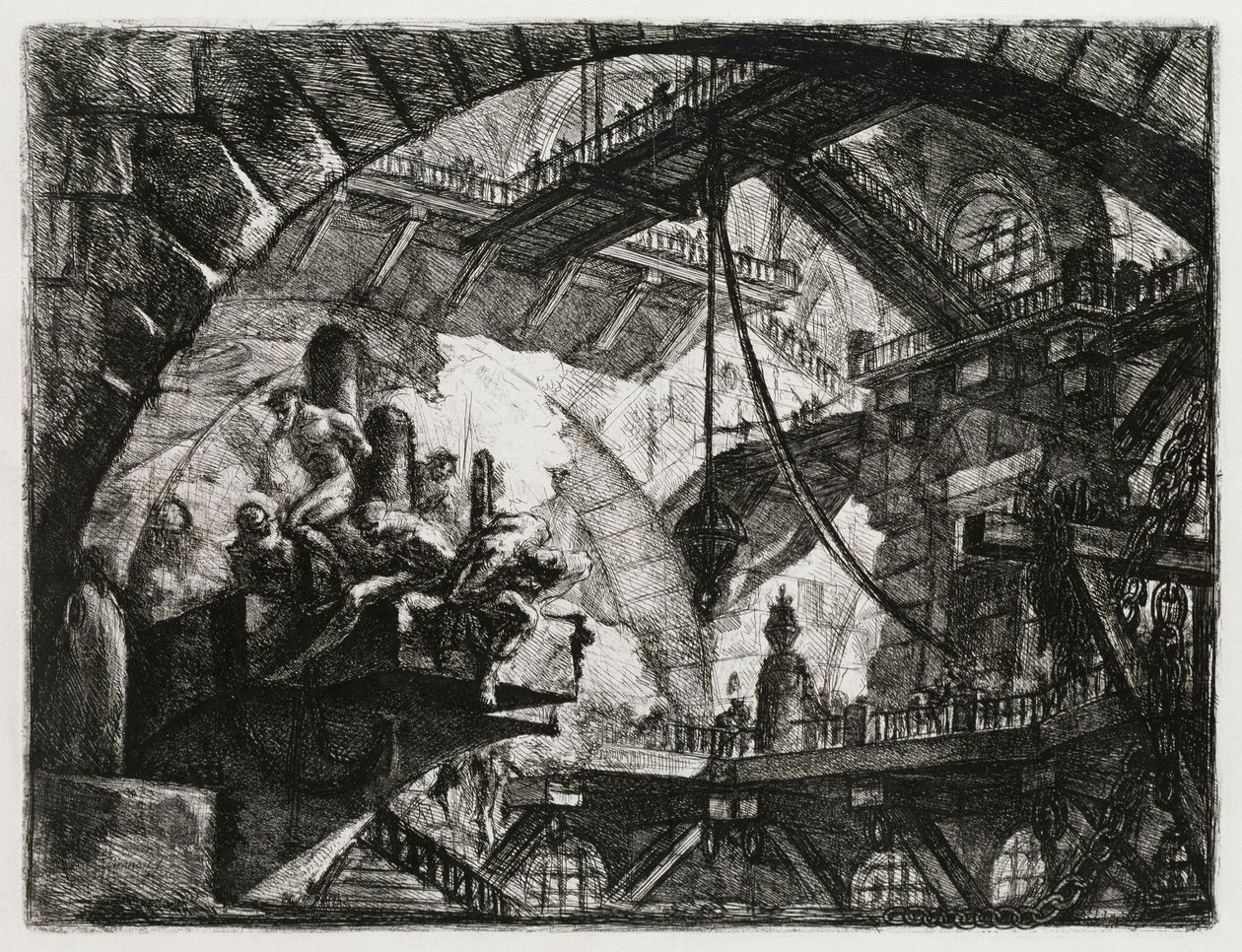 Fanger på en fremspringende platform af Giovanni Battista Piranesi