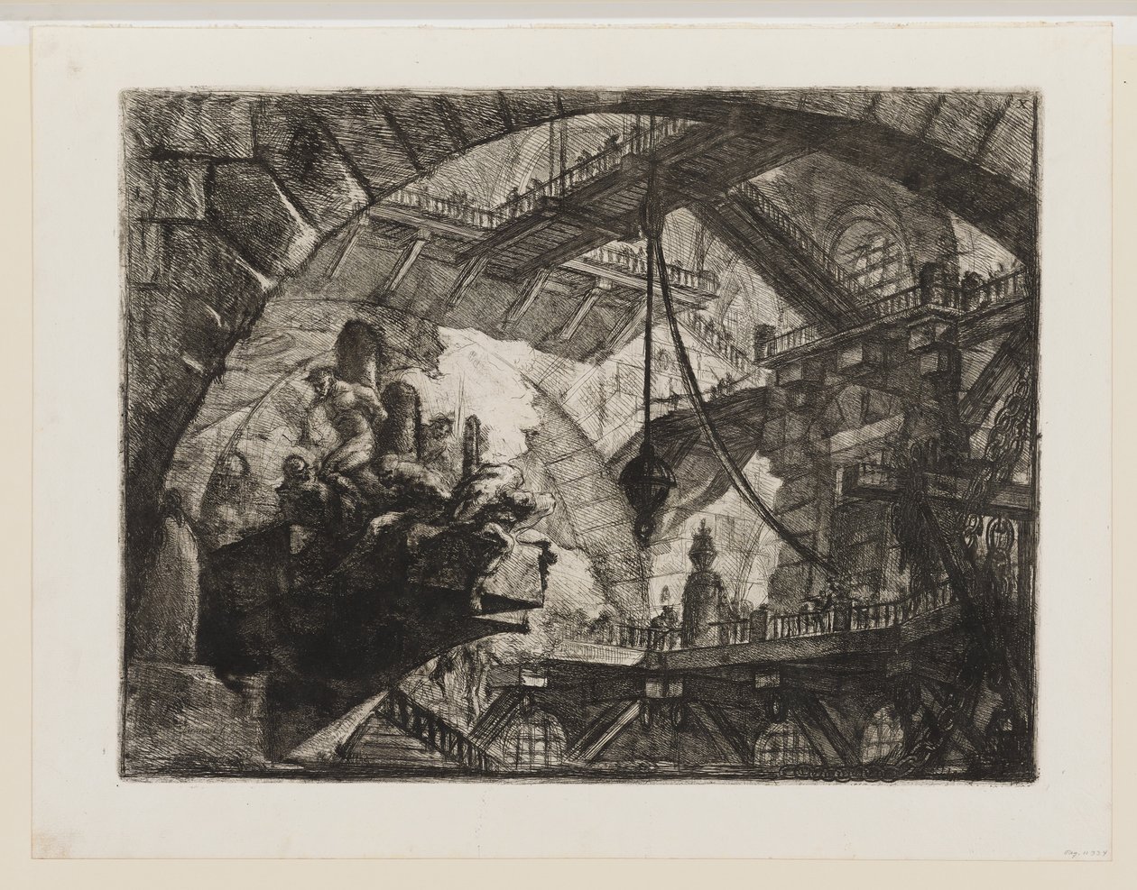 Fanger på en fremspringende platform af Giovanni Battista Piranesi