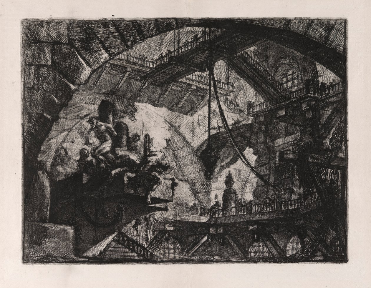 Prisoners on a Projecting Platform, plade 10 fra Carceri d af Giovanni Battista Piranesi