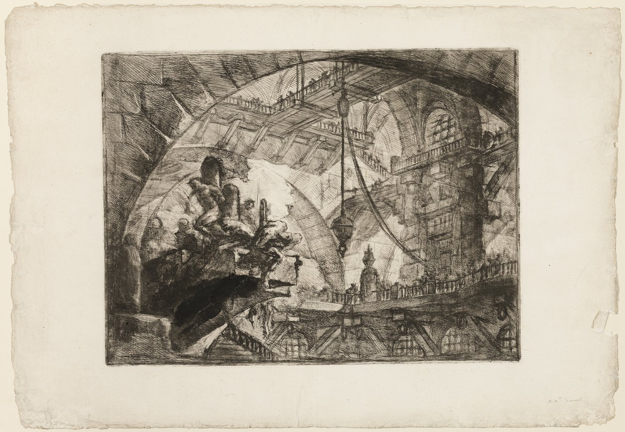 Fanger på en projekterende platform, plade 10 fra Imaginary Prisons af Giovanni Battista Piranesi