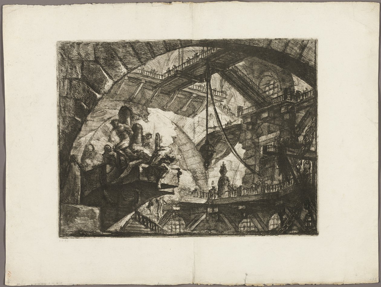 Fanger på en projekterende platform, plade 10 fra Imaginary Prisons af Giovanni Battista Piranesi