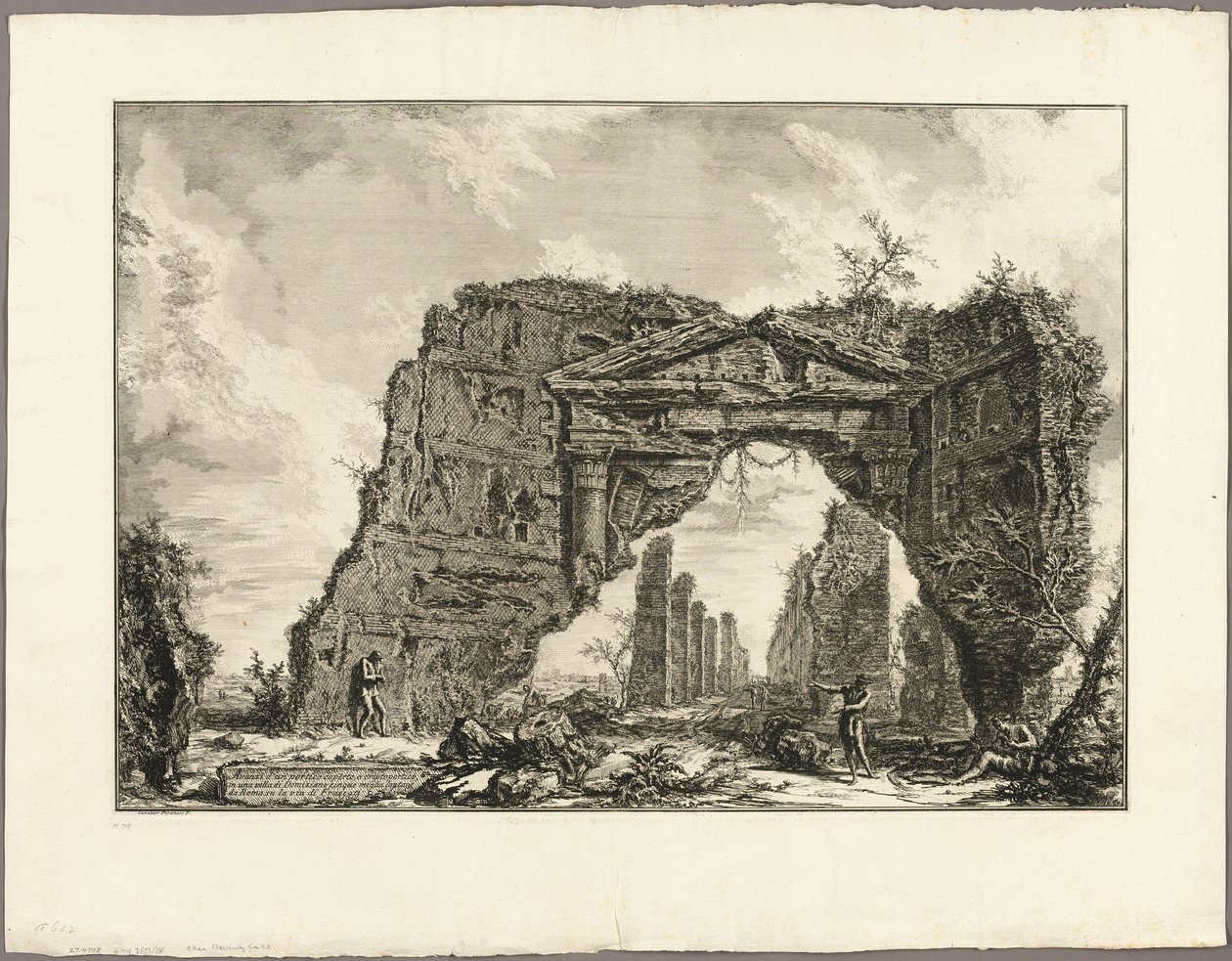 Rester af en overdækket portik, eller en kryptoportik, i en villa i Domitian, fem miles uden for Rom på Frascati-vejen, fra udsigt over Rom af Giovanni Battista Piranesi