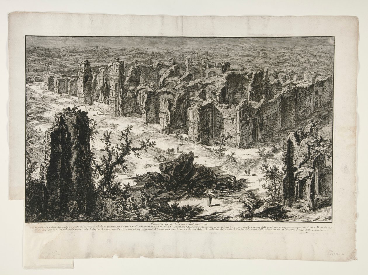 Ruinerne af Antonine Baths [Baths of Caracalla], fra udsigt over Rom af Giovanni Battista Piranesi